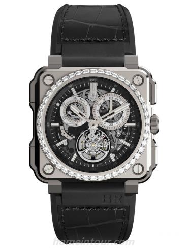 柏莱士BR_X1_CHRONOGRAPH_TOURBILLON_TITANIUM男表AVIATION系列-黑色表带/表径45mm